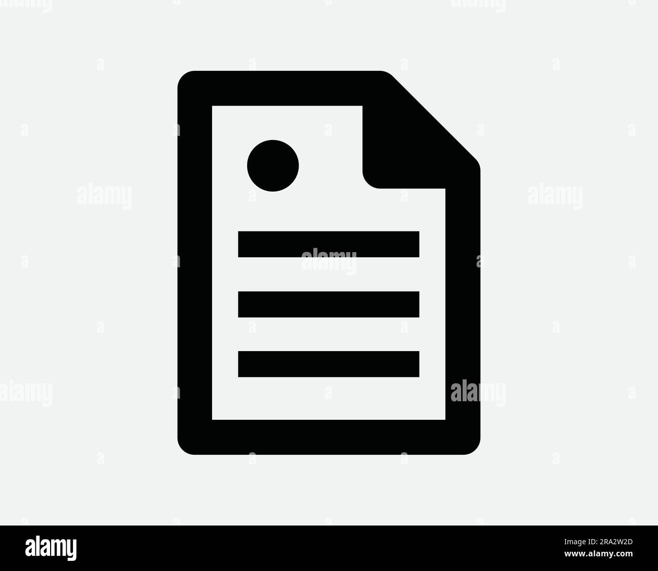 Icona documento file. Foglio cartaceo modulo di contratto Nota testo documento Word lavoro ufficio vuoto nero bianco grafica Clipart grafica simbolo etichetta EPS Illustrazione Vettoriale