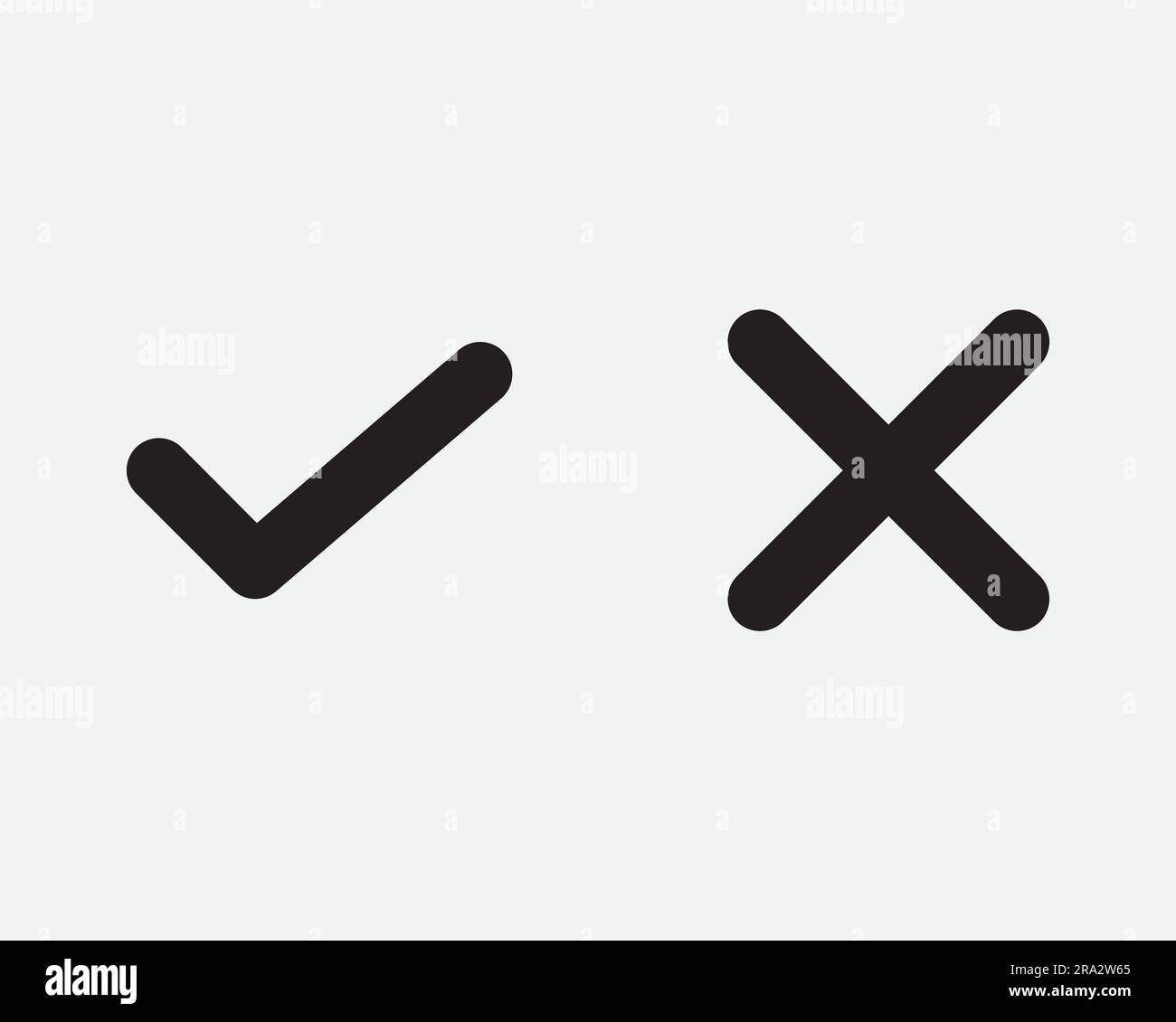 Icona Right and Wrong Sì No Right Wrong positive negative Tick Cross x Vote Choice Approve Black White Graphic Clipart ArtWork Symbol Sign Vector EPS Illustrazione Vettoriale