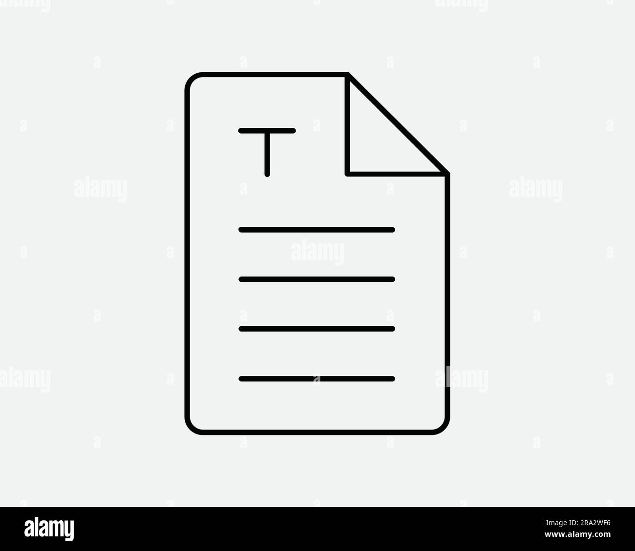 Icona riga documento di testo. File di pagina cartacea messaggio del modulo di nota Copia di Word Doc Business Outline. Grafica Clipart grafica bianco e nero simbolo EPS vettore Illustrazione Vettoriale