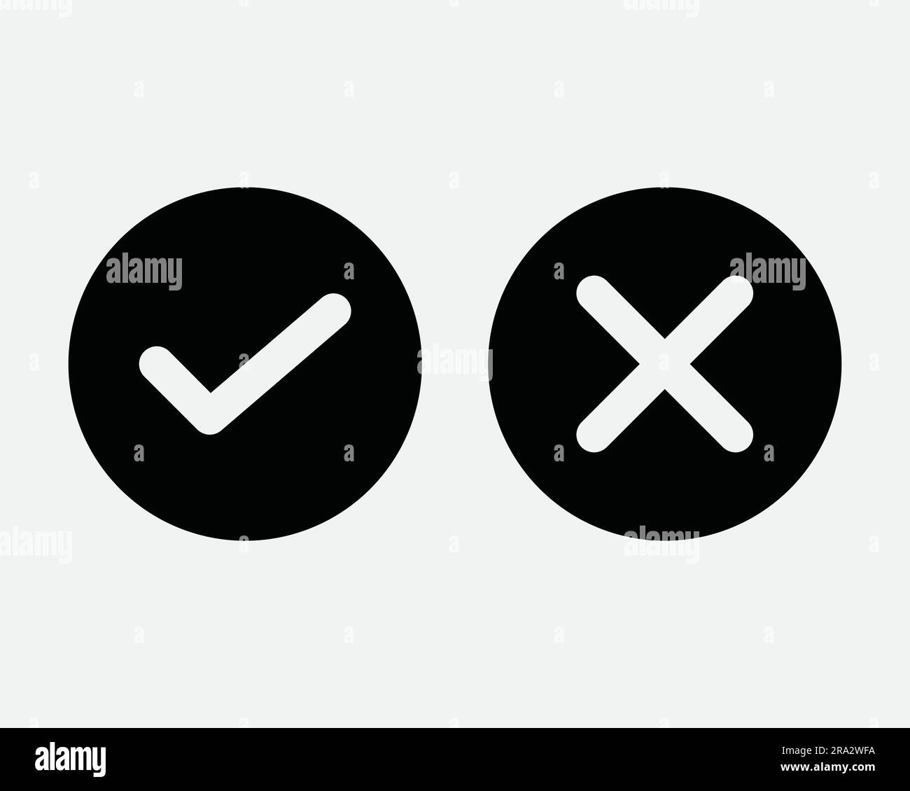 Icona segno di spunta e croce destra segno di spunta errato segno di spunta X Sì Nessuna scelta votare Conferma selezionare Rifiuta grafica Clipart grafica nero bianco simbolo vettore EPS Illustrazione Vettoriale