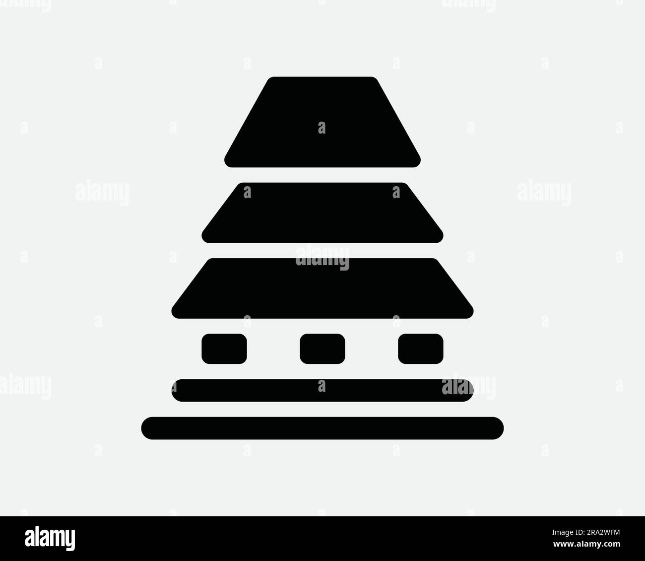 Icona Tempio. Edificio tradizionale Asiatico, religione Giapponese Giapponese Giapponese Pagoda, Buddhismo buddista. Grafica Clipart grafica bianco e nero simbolo EPS vettore Illustrazione Vettoriale