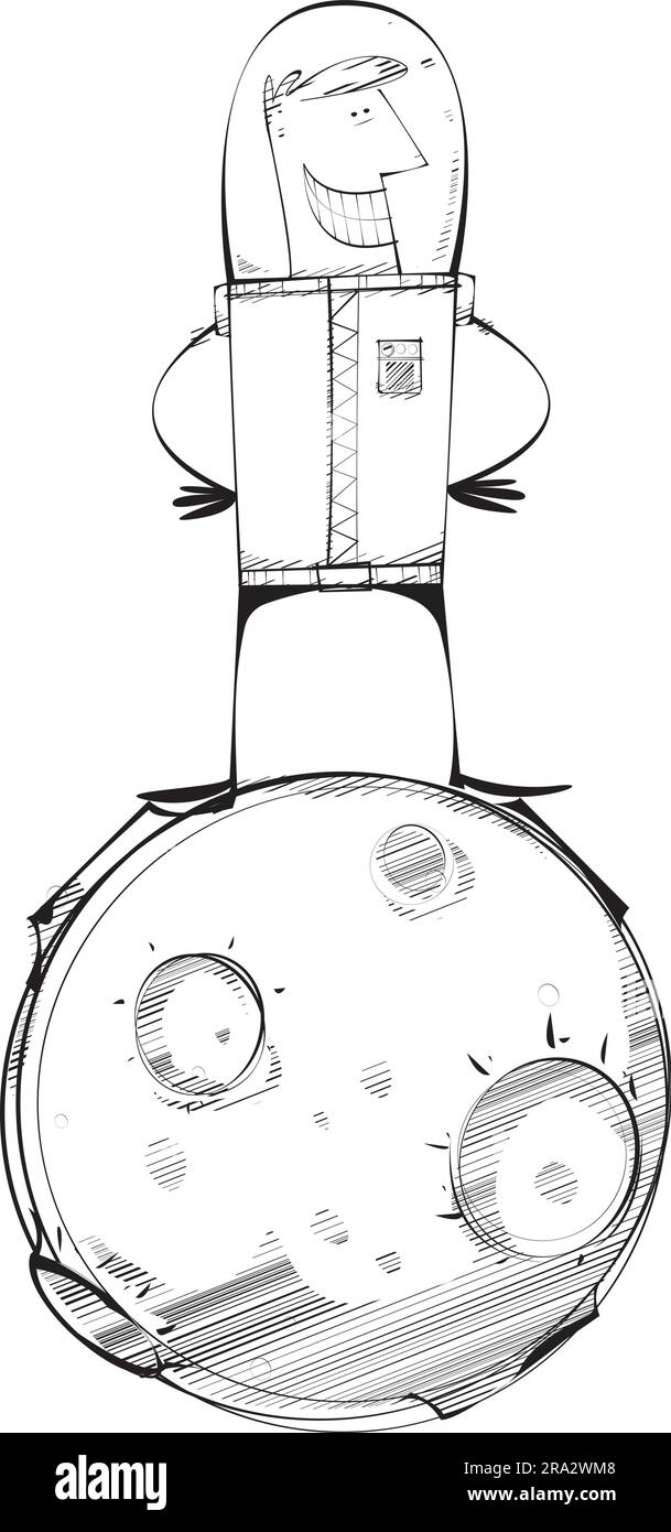 Spaceman con il suo asteroide Illustrazione Vettoriale