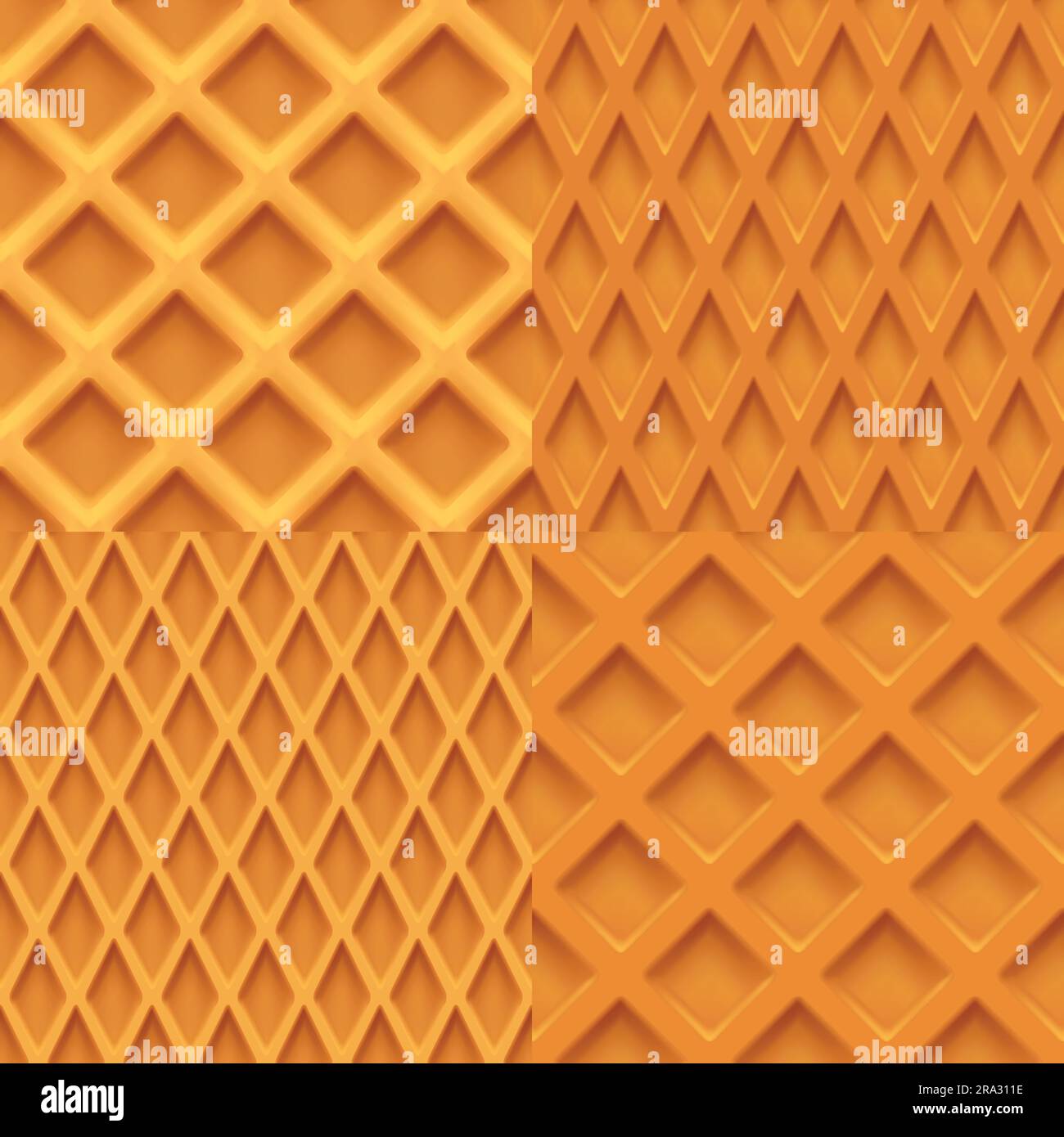 una texture waffle senza cuciture sul set Illustrazione Vettoriale