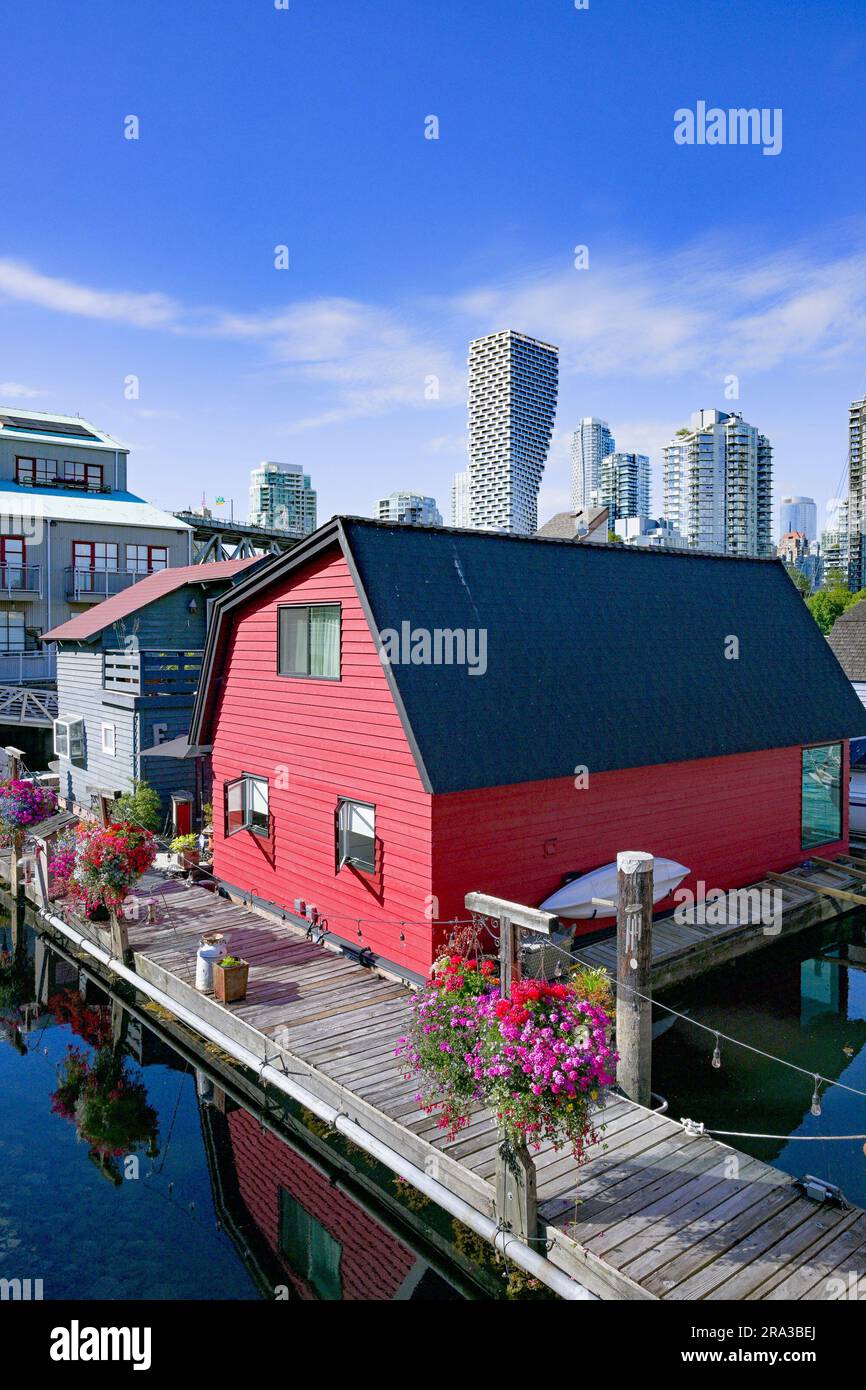 Sea Village, Float Homes, Granville Island, Vancouver, British Columbia, Canada Foto Stock