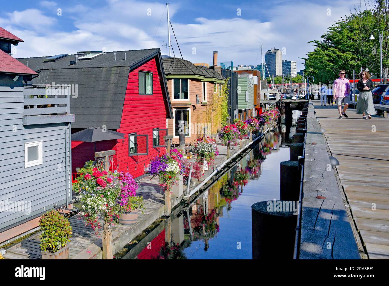 Sea Village, Float Homes, Granville Island, Vancouver, British Columbia, Canada Foto Stock