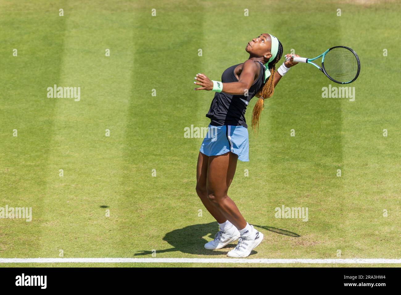 Eastbourne, Regno Unito. 30 giugno 2023 Coco Gauff durante la semifinale internazionale di Rothesay nel suo gioco con Madison Keys. Madison Keys ha vinto 63 63 crediti: Jane Stokes/Alamy Live News Foto Stock