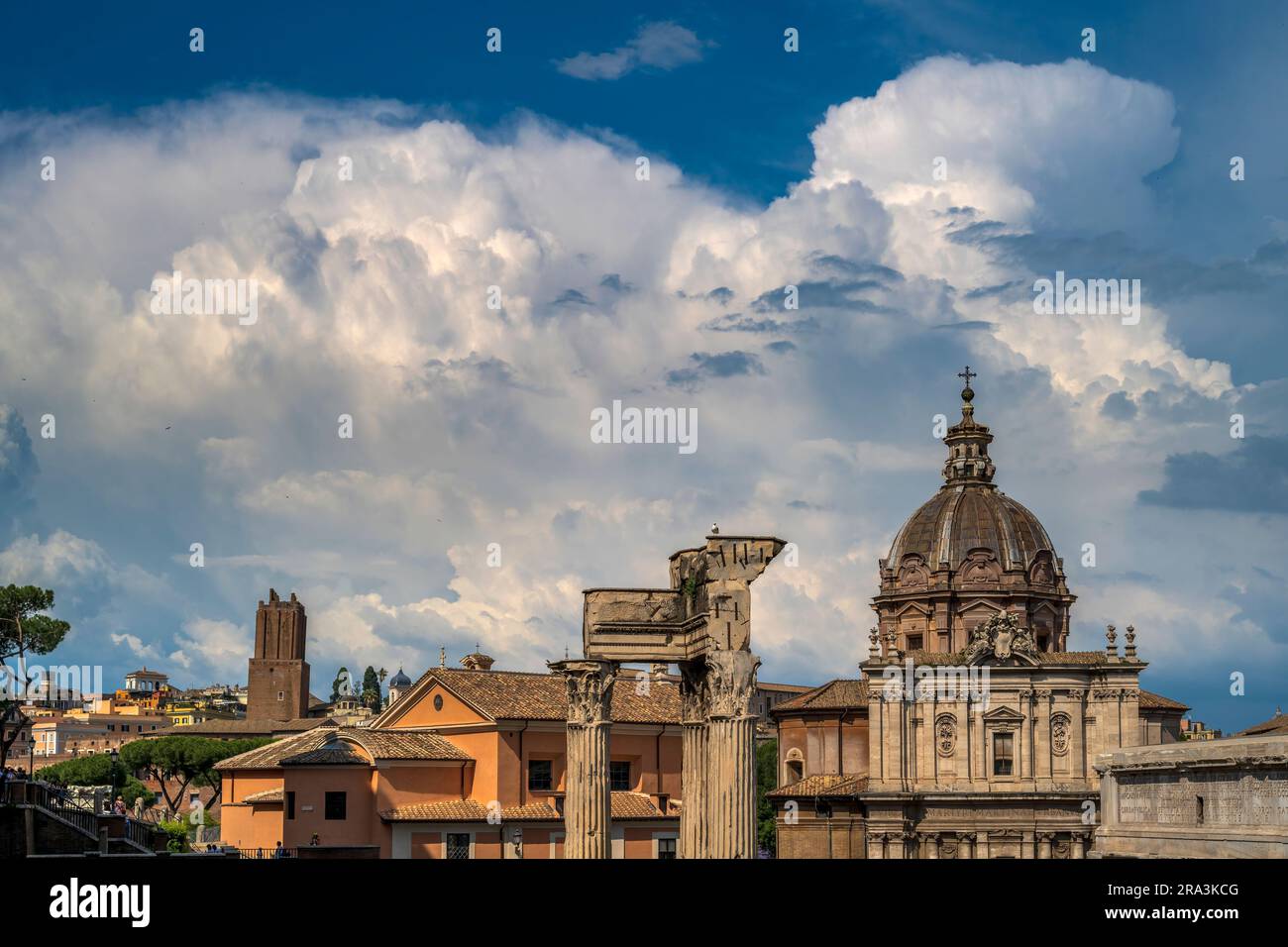 Vista panoramica del foro Romano, Roma, Lazio, Italia Foto Stock