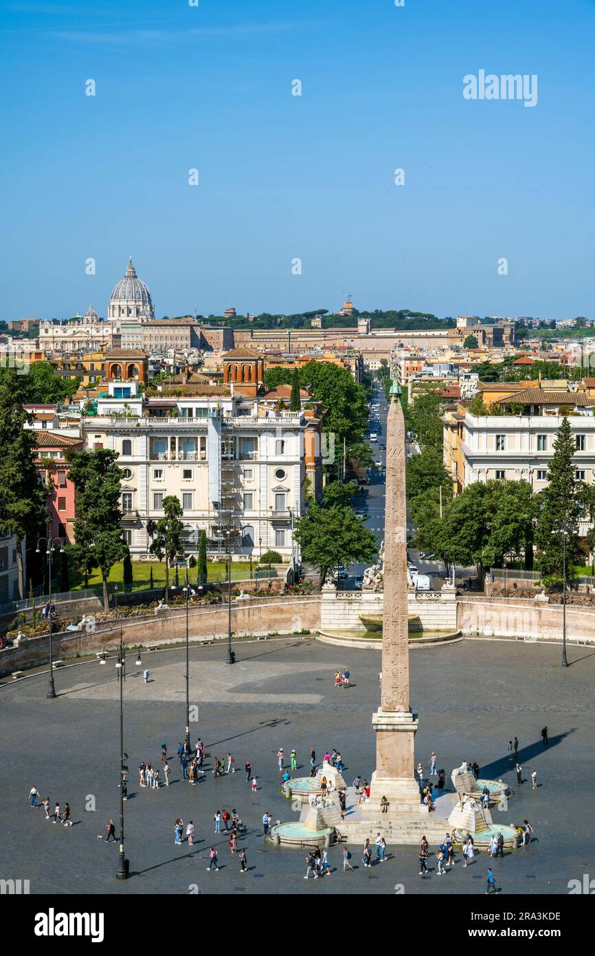 Piazza del Popolo come si vede dal colle Pinciano, Roma, Lazio, Italia Foto Stock