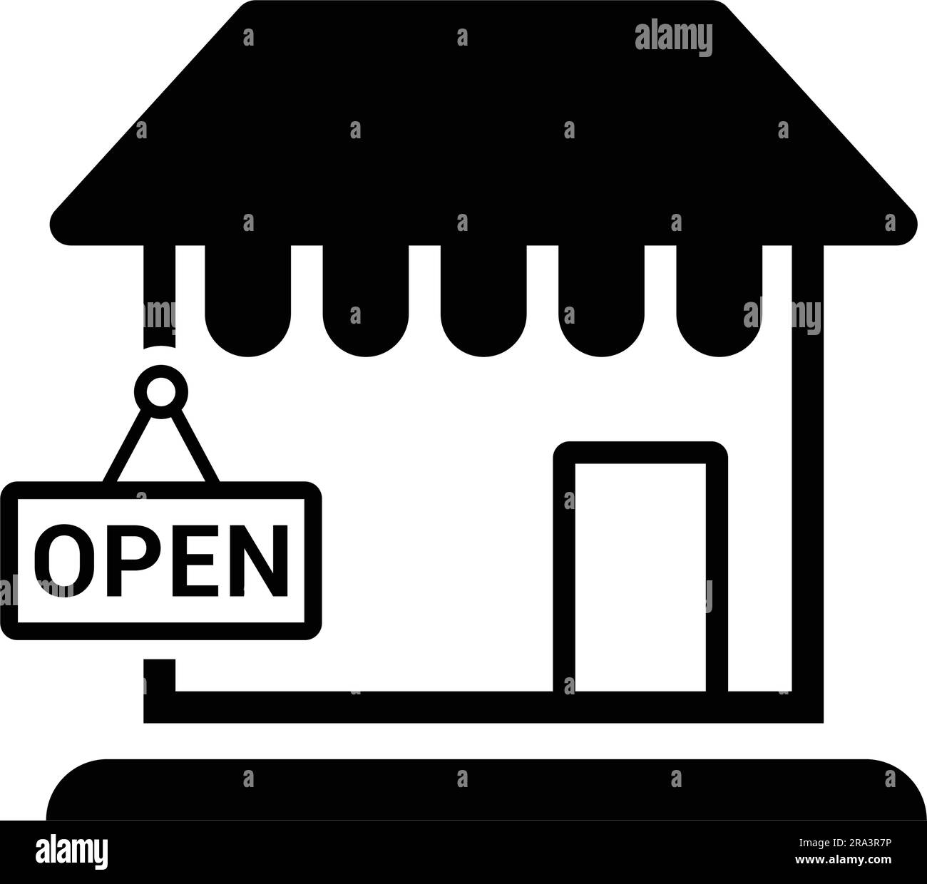 Icona Shop Open. da utilizzare per lo sviluppo di app e dispositivi mobili o per scopi commerciali o per qualsiasi tipo di progetto. Illustrazione Vettoriale