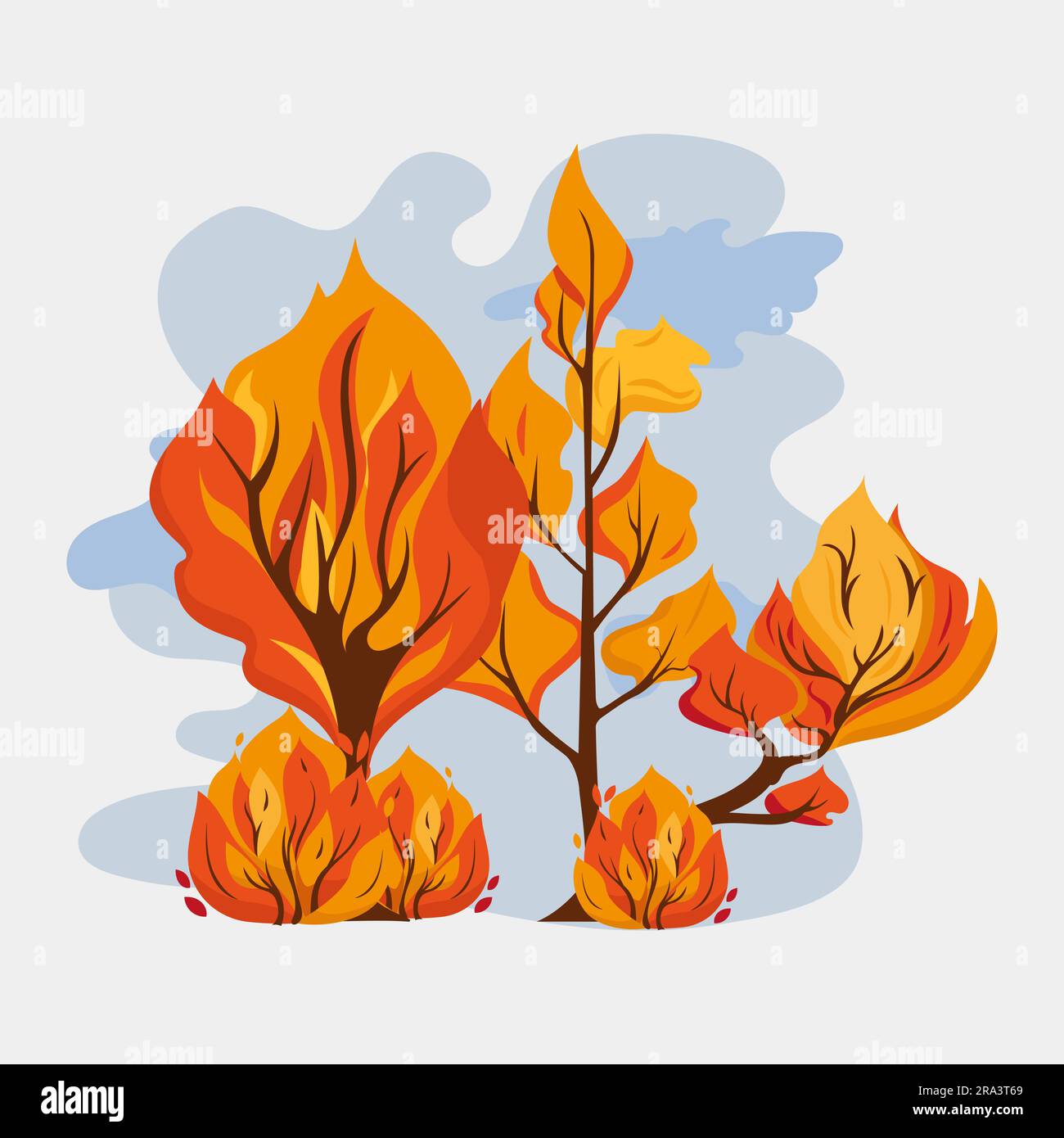 Insieme di alberi autunnali su sfondo bianco. Ideale per materiali didattici o concetto ecologico di risparmio ambientale. Illustrazione Vettoriale