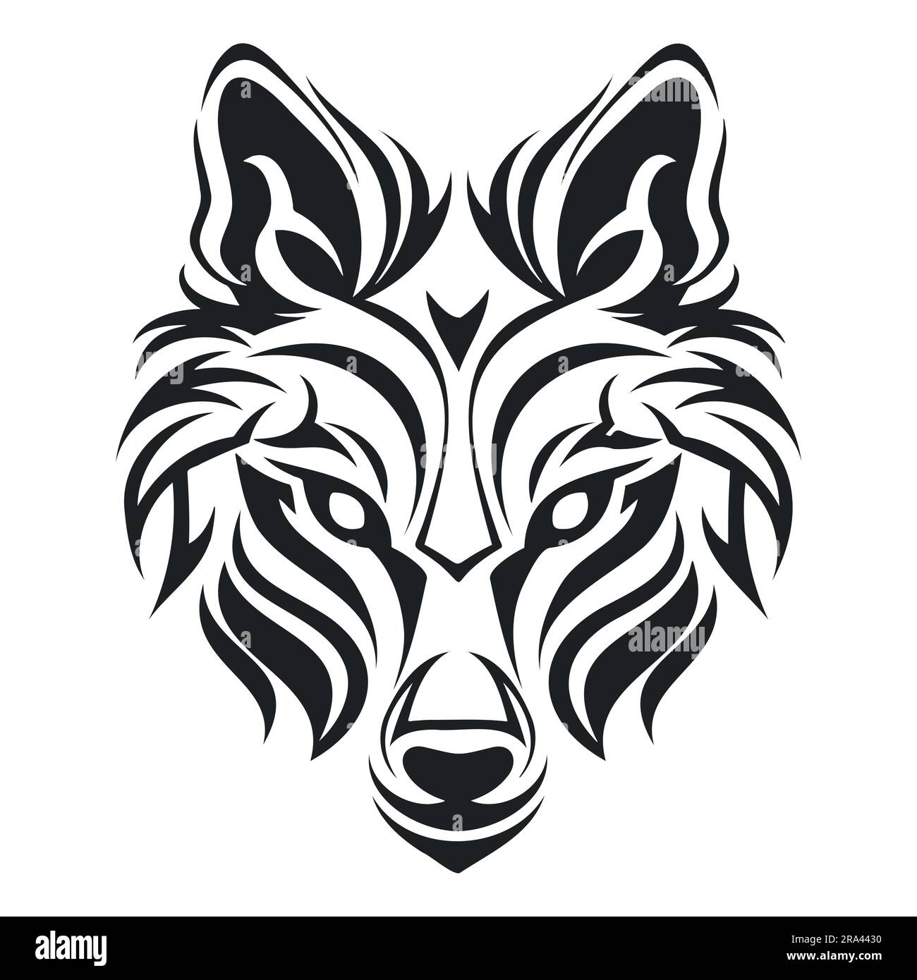 Illustrazione vettoriale Wolf Head. Borsa Vector Wolf Vintage con logo. Illustrazione Vettoriale