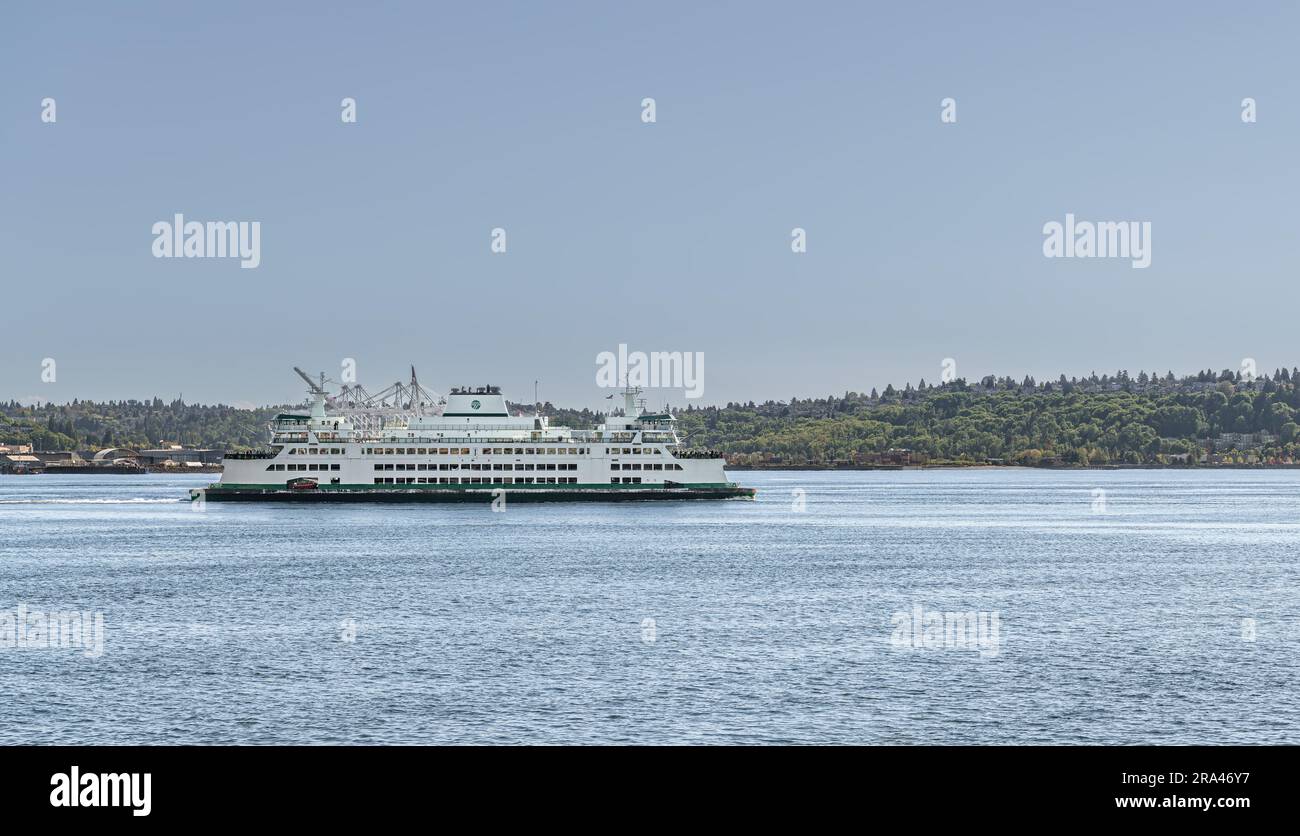 Traghetto per Bainbridge Island MV Chimacum , Seattle, Washington State, USA Foto Stock