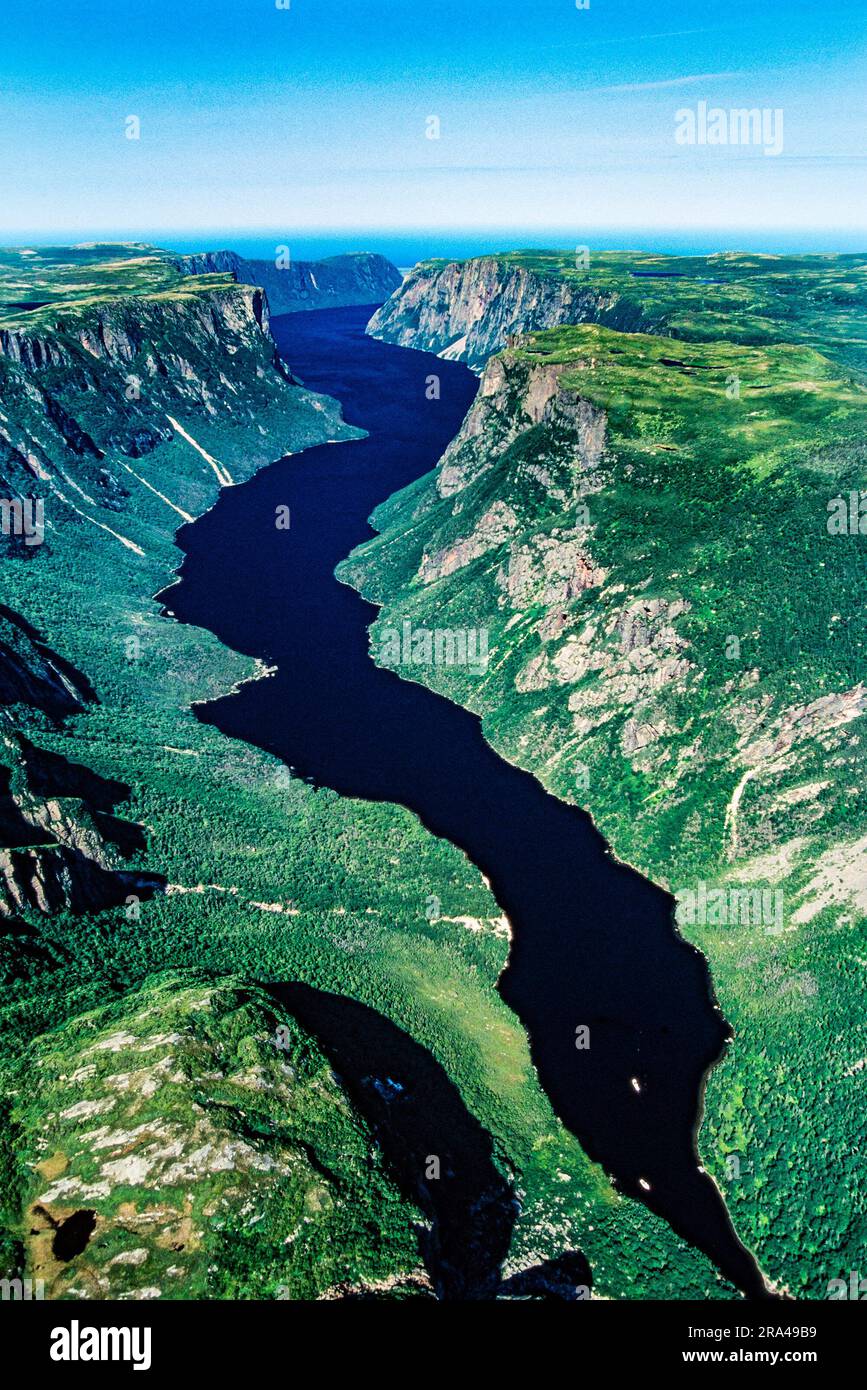 Immagine aerea del Gros Morne National Park, Terranova, Canada Foto Stock