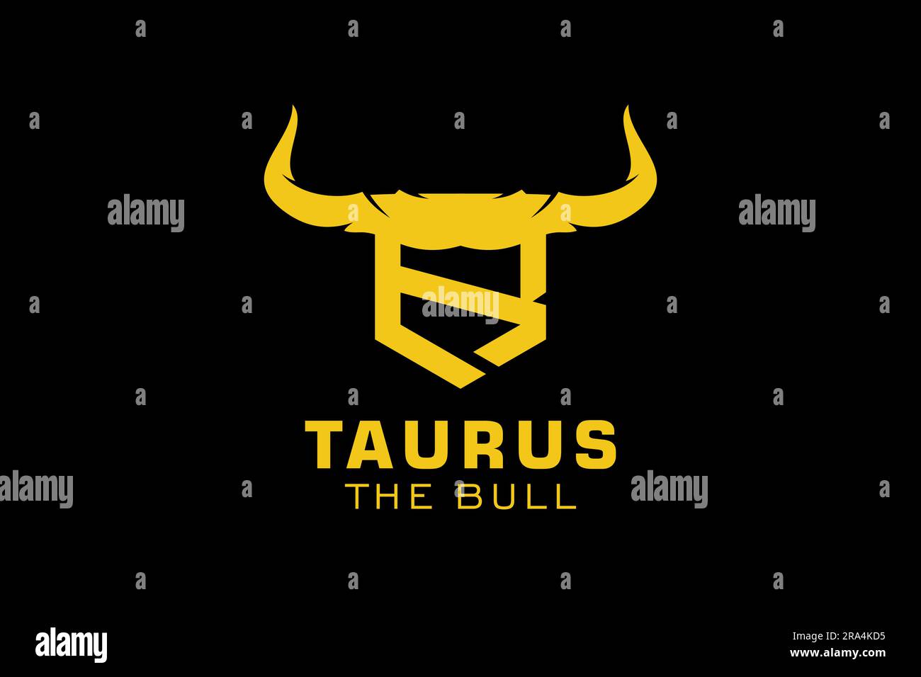 Logo lettera R, logo Bull, logo bull, modello di design con logo monogramma Illustrazione Vettoriale