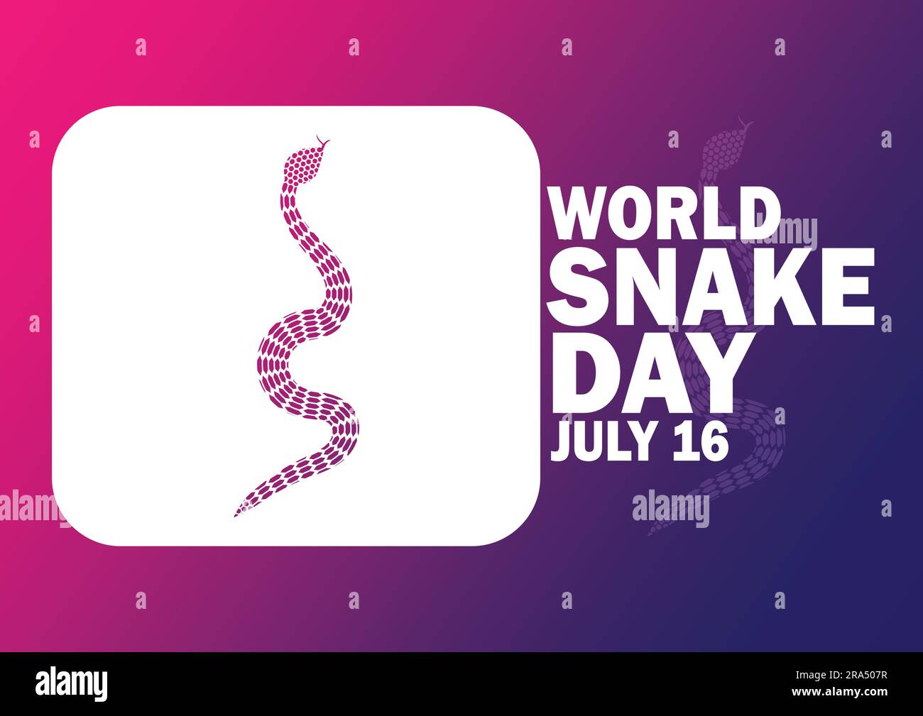 Illustrazione vettoriale della giornata mondiale del serpente. 16 luglio. Concetto di vacanza. Modello per sfondo, banner, scheda, poster con iscrizione di testo. Illustrazione Vettoriale