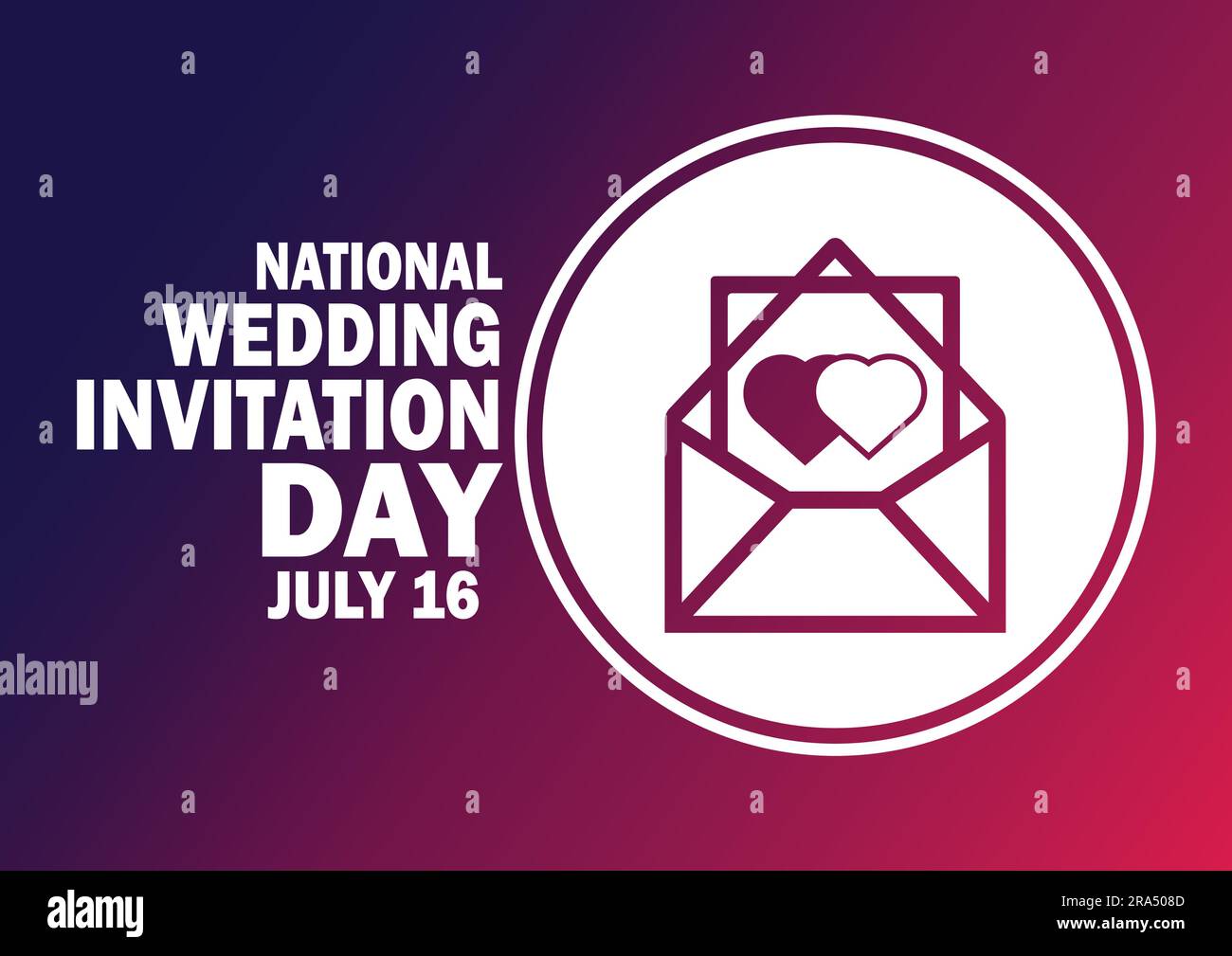 Giorno nazionale dell'invito al matrimonio. 16 luglio. Concetto di vacanza. Modello per sfondo, banner, scheda, poster con iscrizione di testo. Vettore Illustrazione Vettoriale