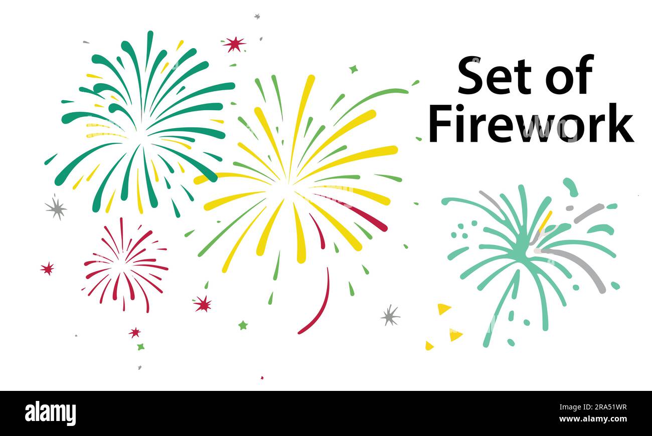 Una serie di illustrazioni del vettore Flat Firework Illustrazione Vettoriale