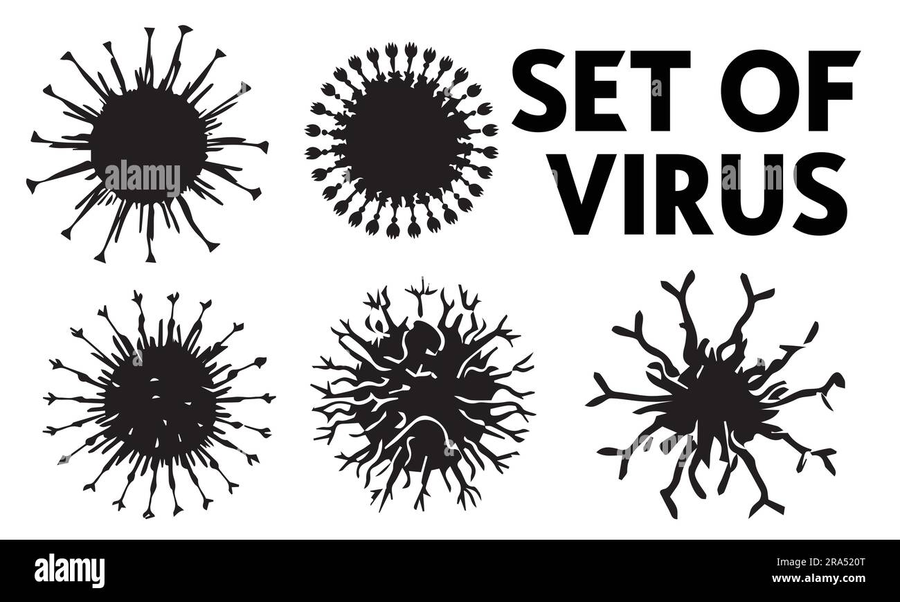 Una serie di diverse illustrazioni dei vettori di virus Illustrazione Vettoriale