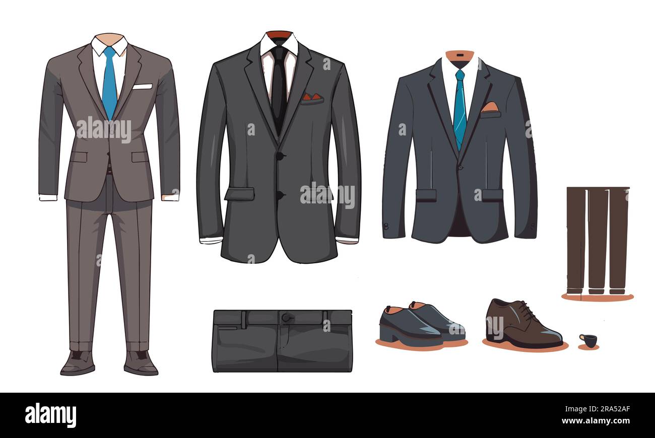 Un set di design vettoriale a corte piatta. Fashion Design. Illustrazione Vettoriale