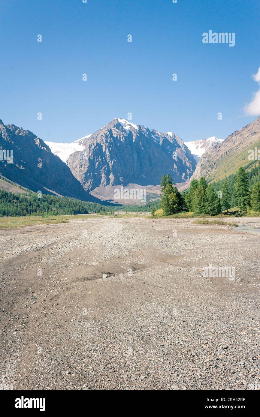 Strada per le alte montagne ad Altai, Aktru Foto Stock