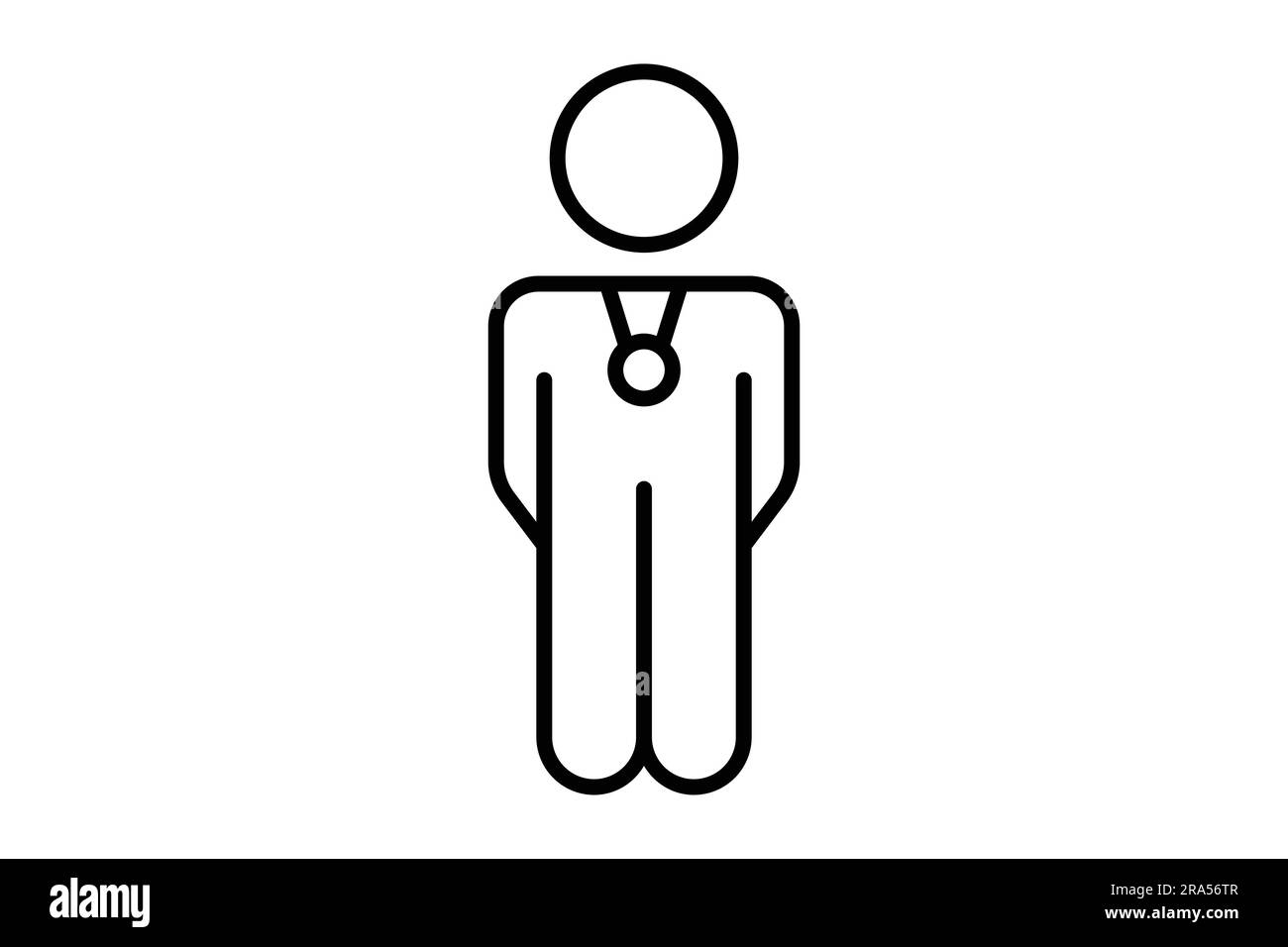 icona del vincitore con medaglia. La gente indossa medaglie. icona relativa al vincitore, al successo, alla vittoria. Design stile icona di linea. Semplice progettazione vettoriale modificabile Illustrazione Vettoriale