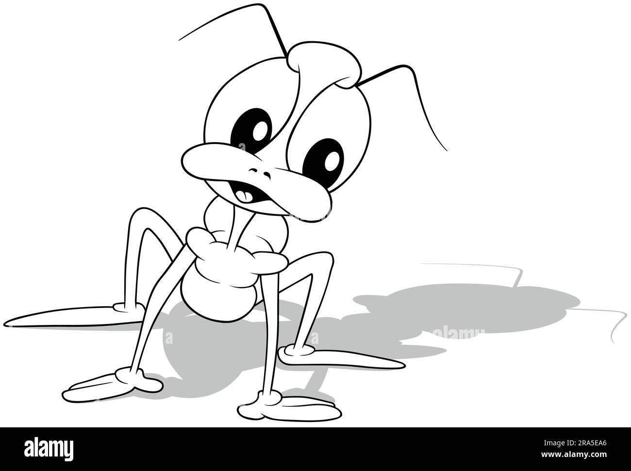 Disegno di uno scarabeo con una testa grande e occhi giganti Illustrazione Vettoriale