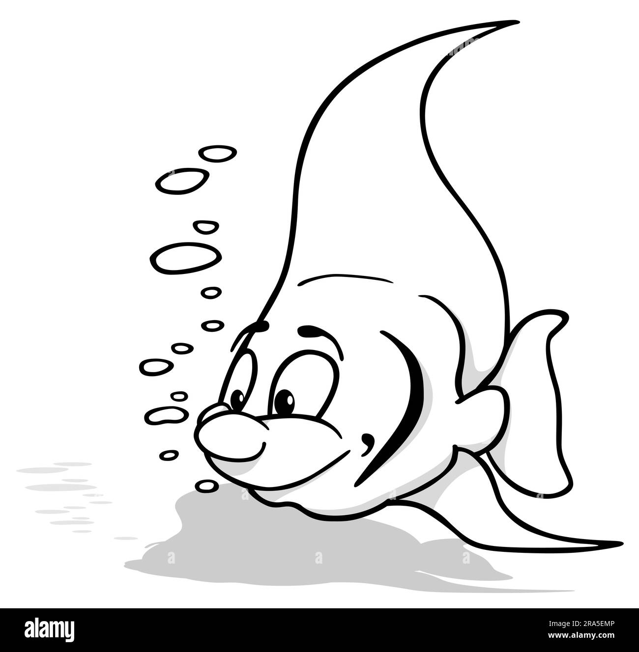 Disegno di un grazioso pesce scalare con le bolle Illustrazione Vettoriale