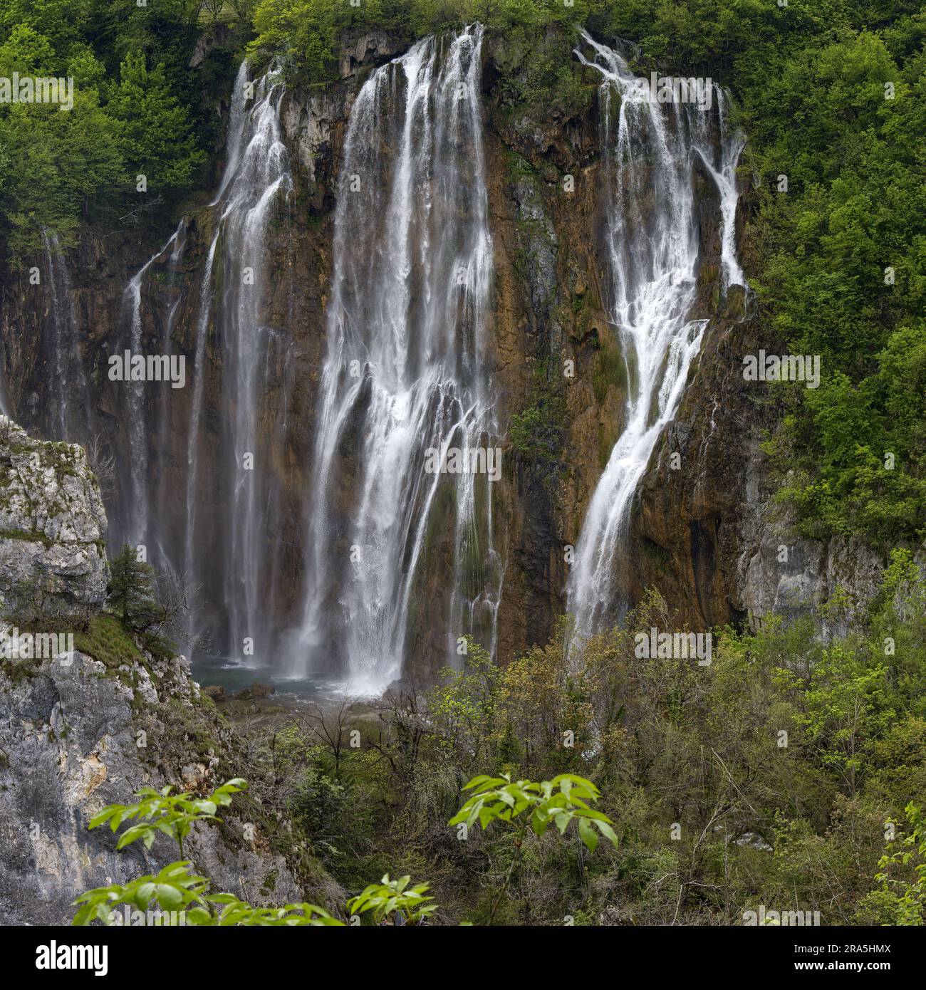 Veliki Slap, la grande cascata, il Parco Nazionale dei Laghi di Plitvice, Croazia Foto Stock