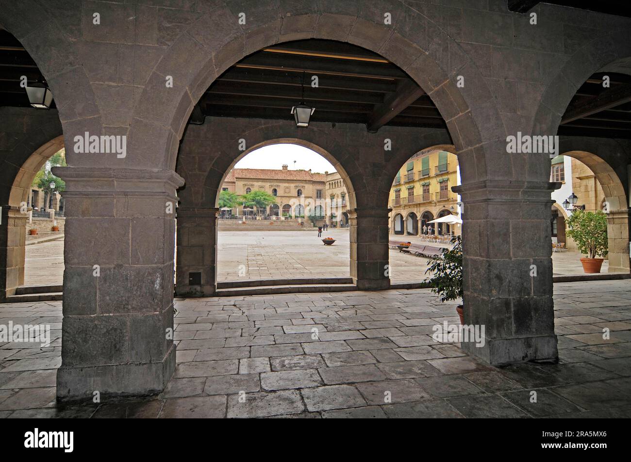 Poble Espanyol de Montjuic, Plaza Mayor, Barcellona, Catalogna, Spagna, Villaggio spagnolo Foto Stock