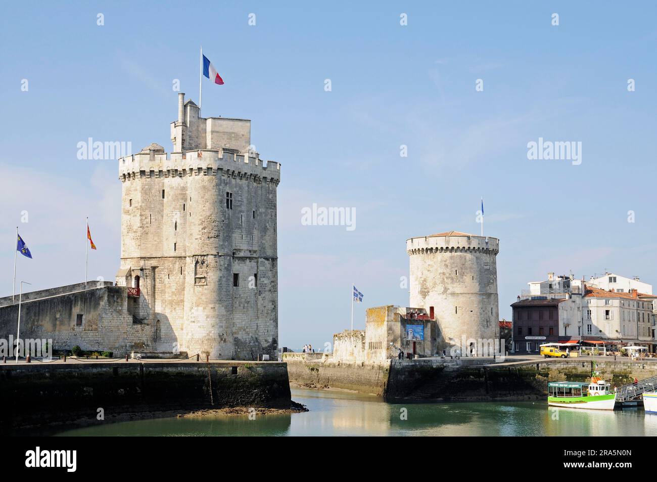 Tour di Saint Nicolas, Tour de la Chaine, Porto, la Rochelle, Charente-Maritime, Poitou Charentes, Tour de la Lanterne, St Nicolas, Francia Foto Stock