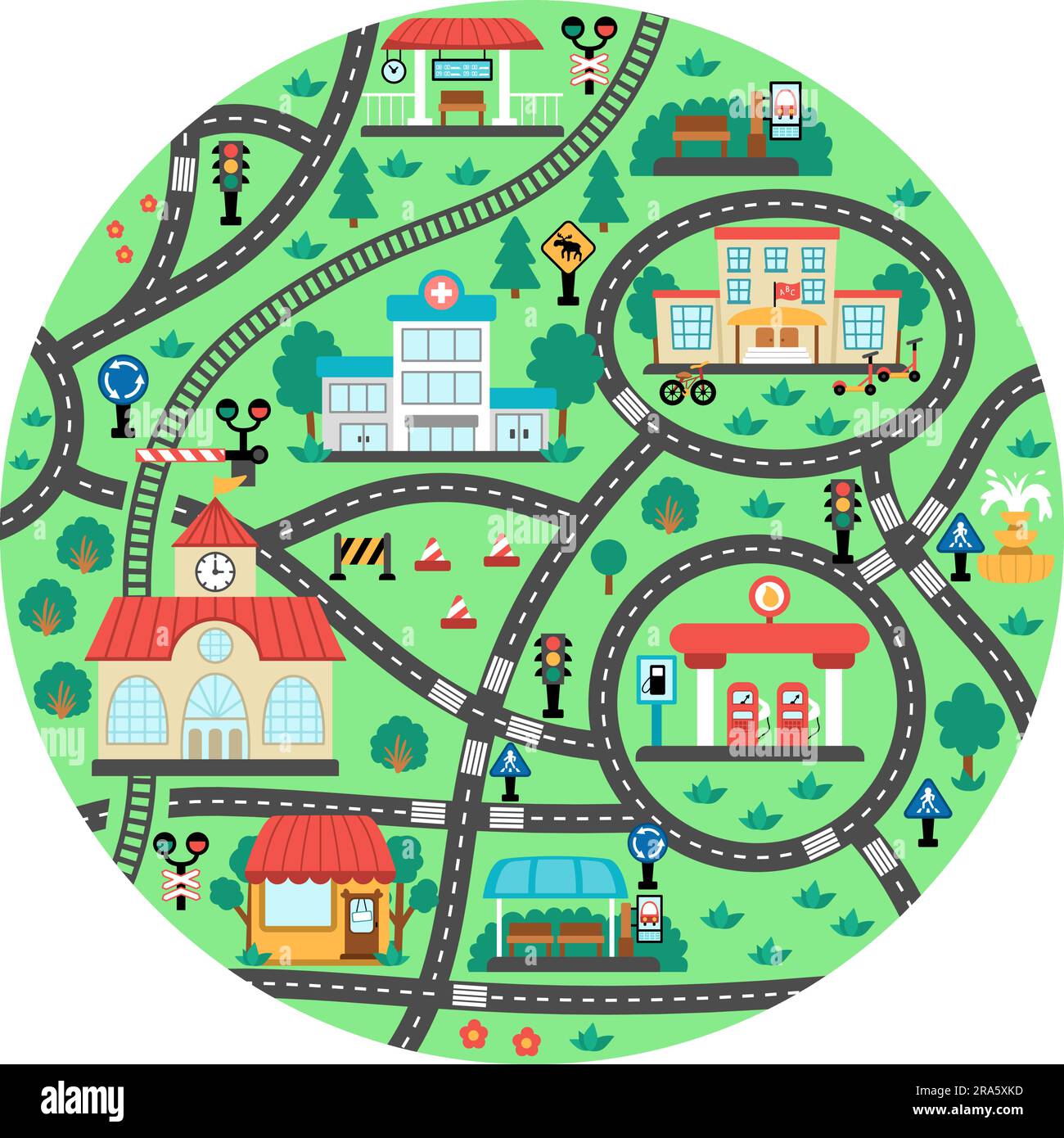 Tappeto Stradale Per Bambini 80x120cm - Con Strade E Edifici, Antiscivolo, Lavabile, Per Giochi - Foto 5