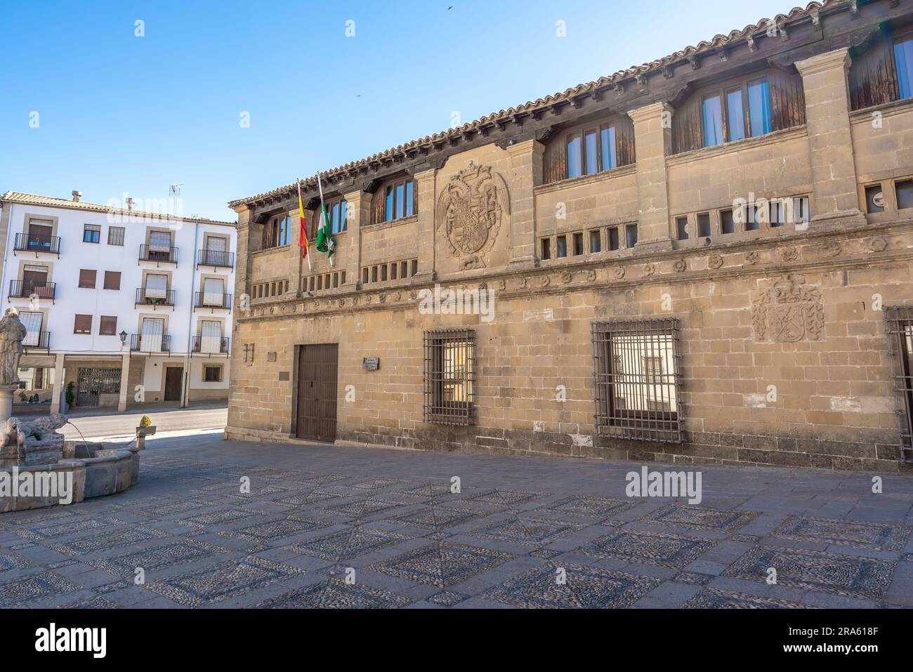 Antigua Carniceria (vecchia macelleria) in Plaza del Populo Square - Baeza, Jaen, Spagna Foto Stock