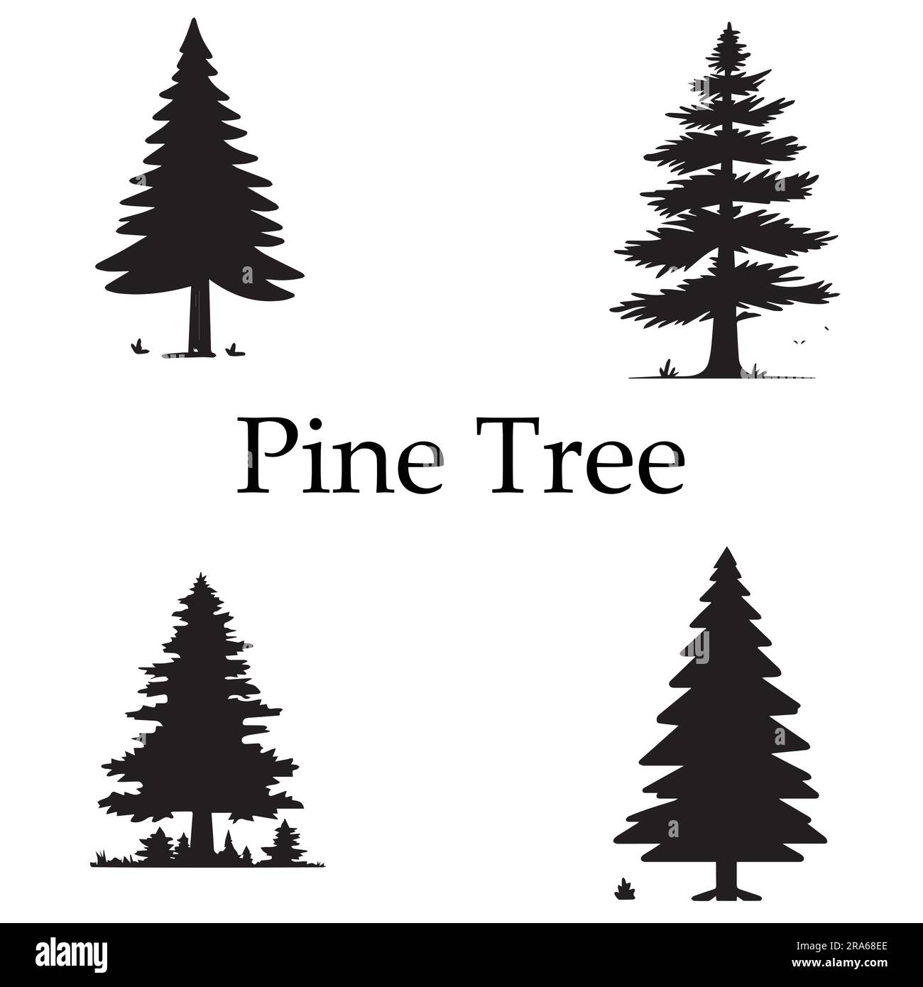 Una serie di illustrazioni vettoriali di alberi di pino silhouette Illustrazione Vettoriale