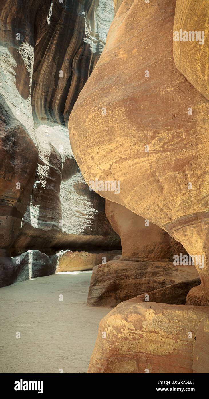 El Siq Gorge a Petra, Giordania Foto Stock