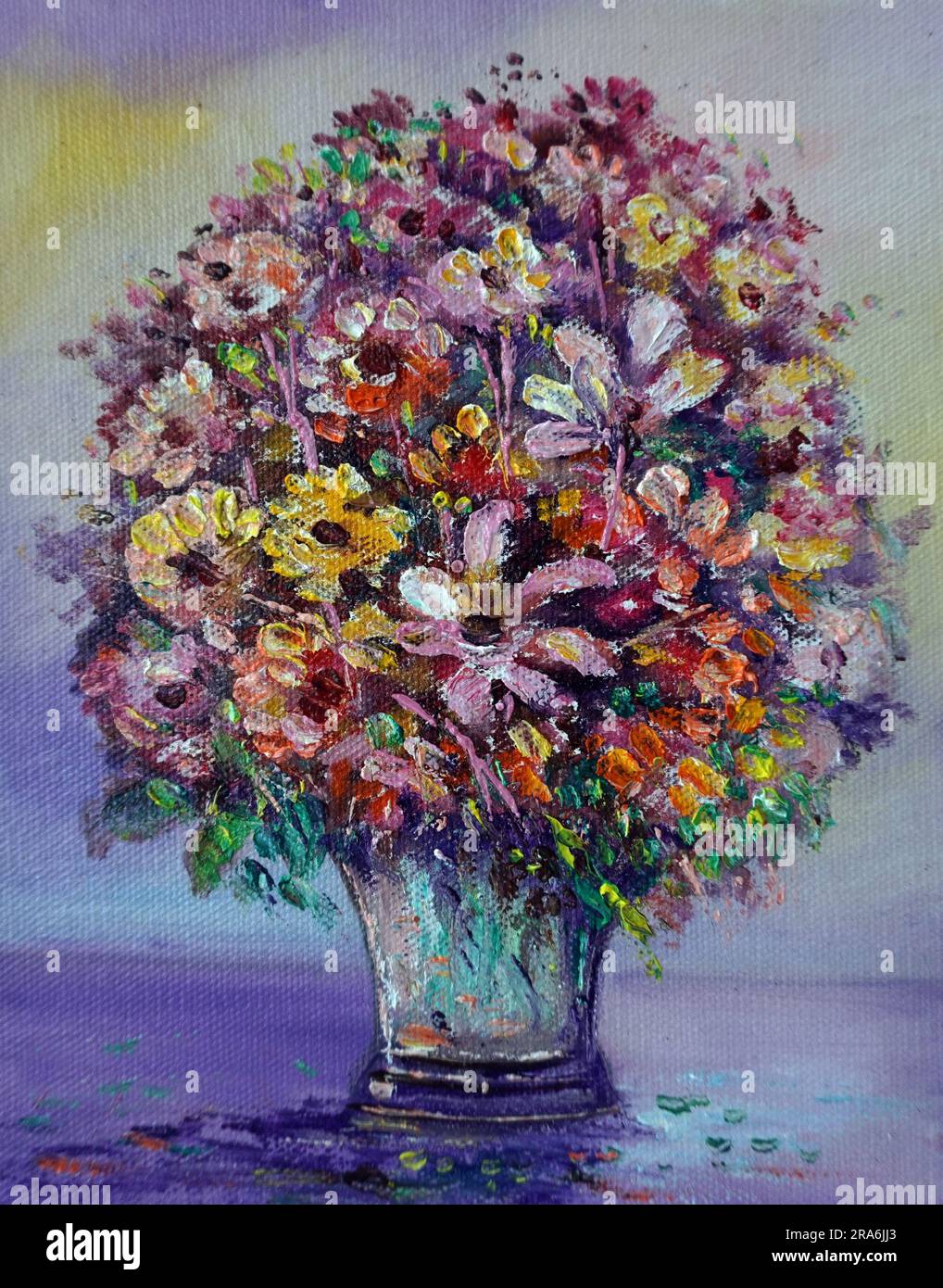 arte pittura a olio fiore in vaso Foto Stock