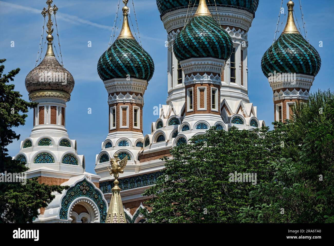 La Cattedrale Ortodossa di San Nicola, una cattedrale Ortodossa Orientale situata nella città francese di Nizza. Foto Stock