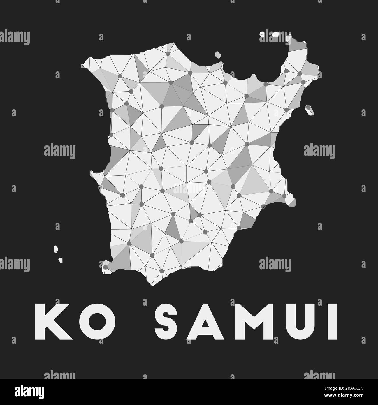 Ko Samui - rete di comunicazione mappa dell'isola. Ko Samui design geometrico alla moda su sfondo scuro. Illustrazione Vettoriale