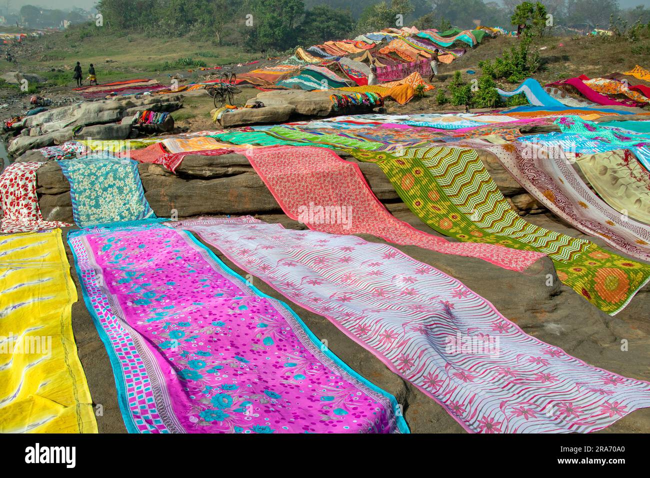 Dhobi ghat Washerman Place nella zona rurale dell'india Foto Stock