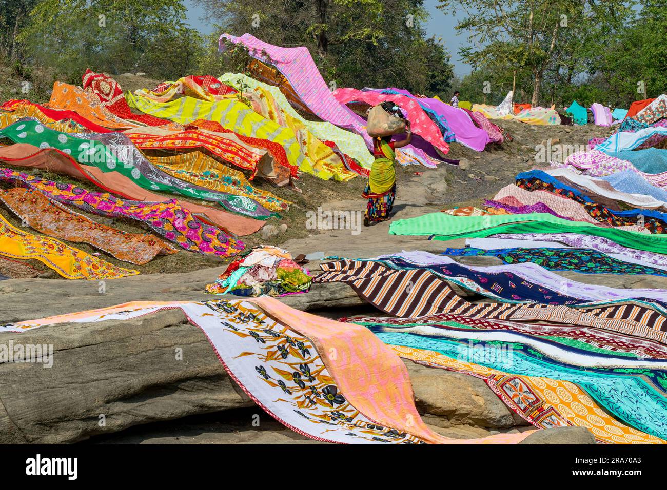 Dhobi ghat Washerman Place nella zona rurale dell'india Foto Stock