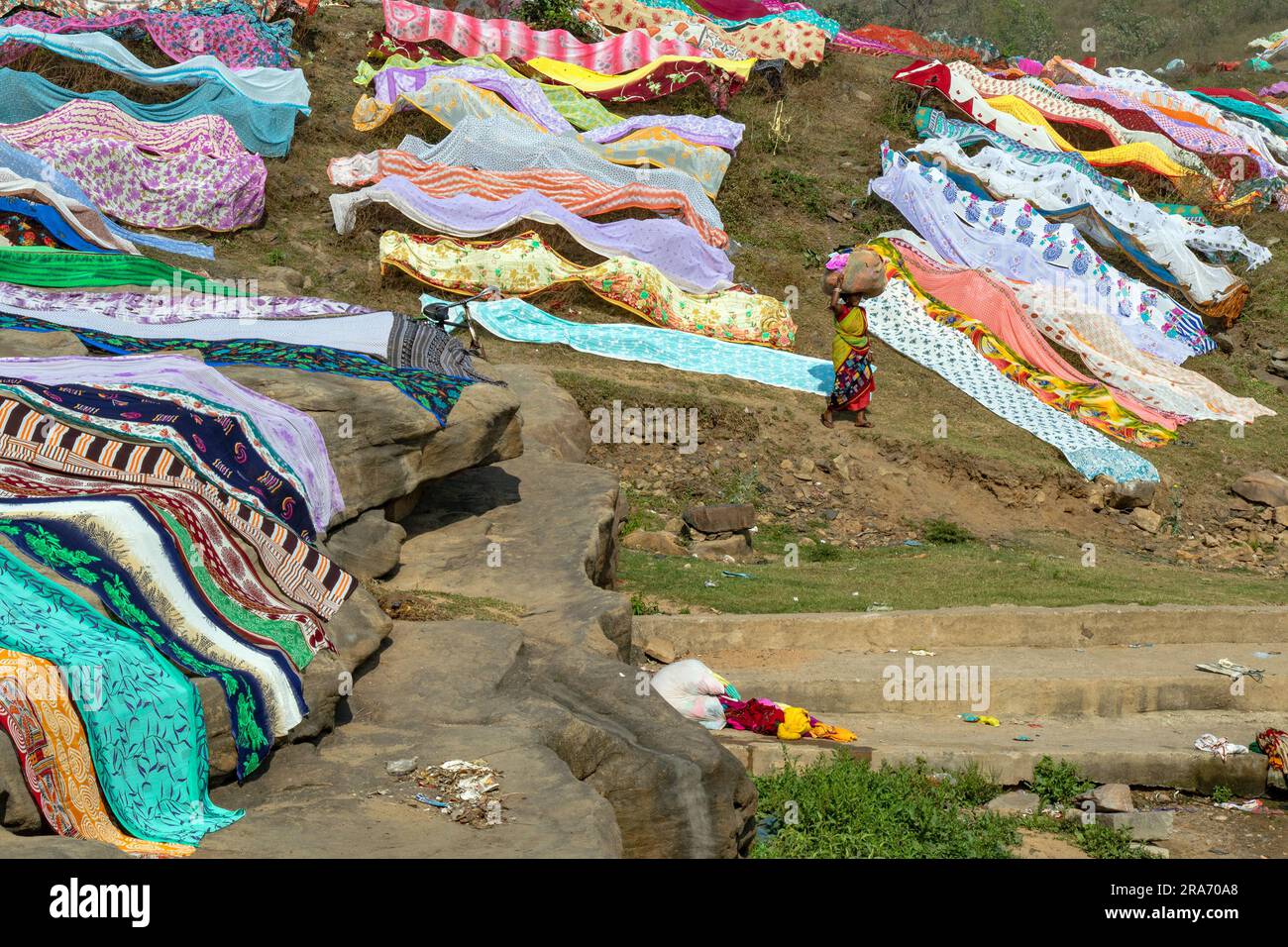 Dhobi ghat Washerman Place nella zona rurale dell'india Foto Stock
