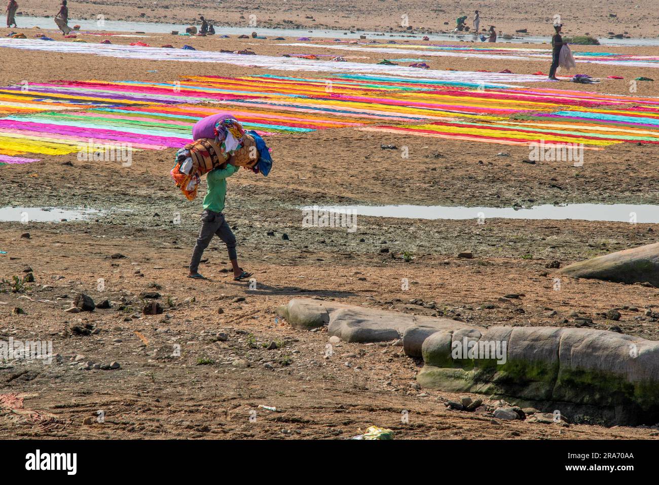 Dhobi ghat Washerman Place nella zona rurale dell'india Foto Stock