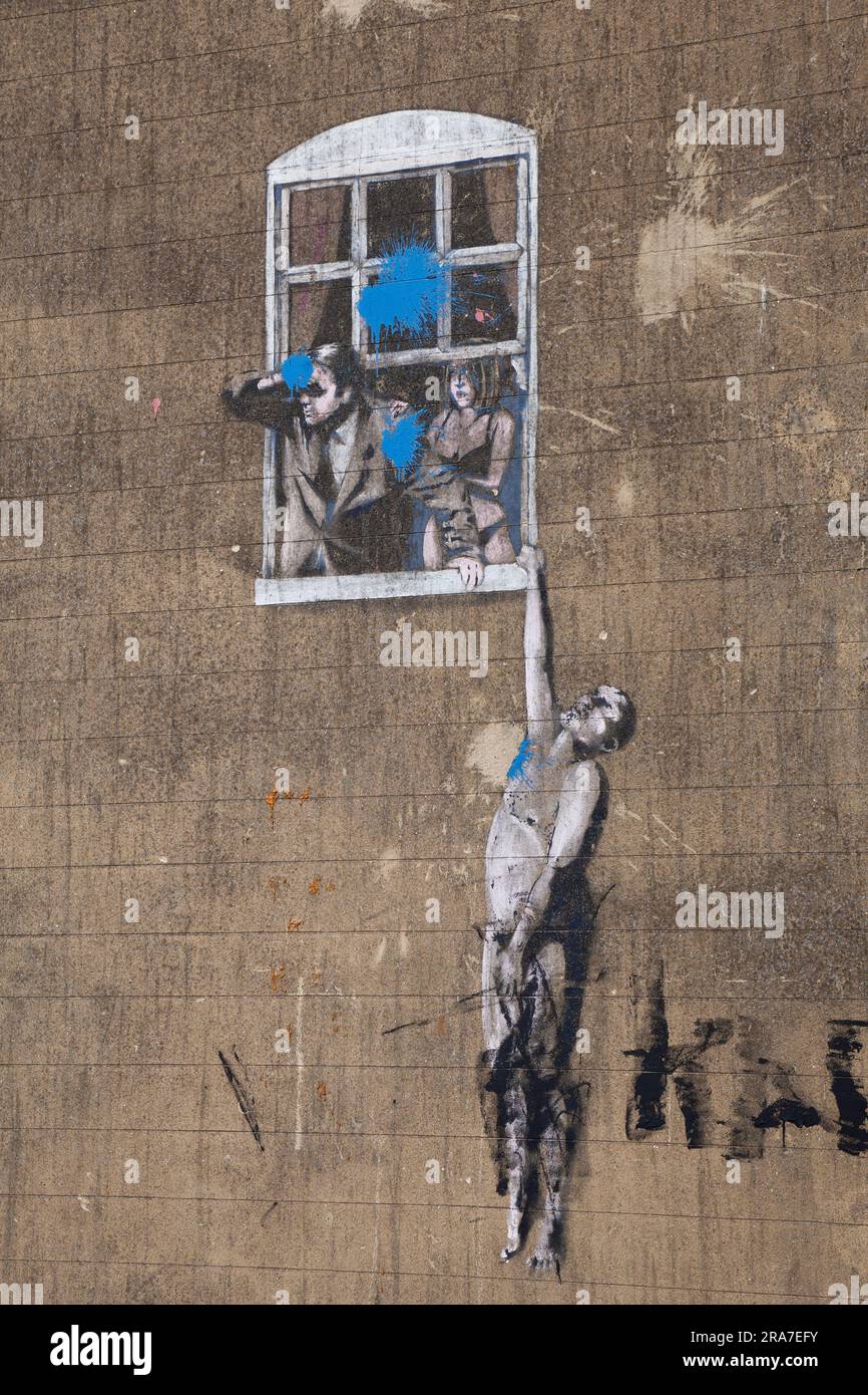 Banksy's Well-Hung Lover, Park St, a Bristol Foto Stock
