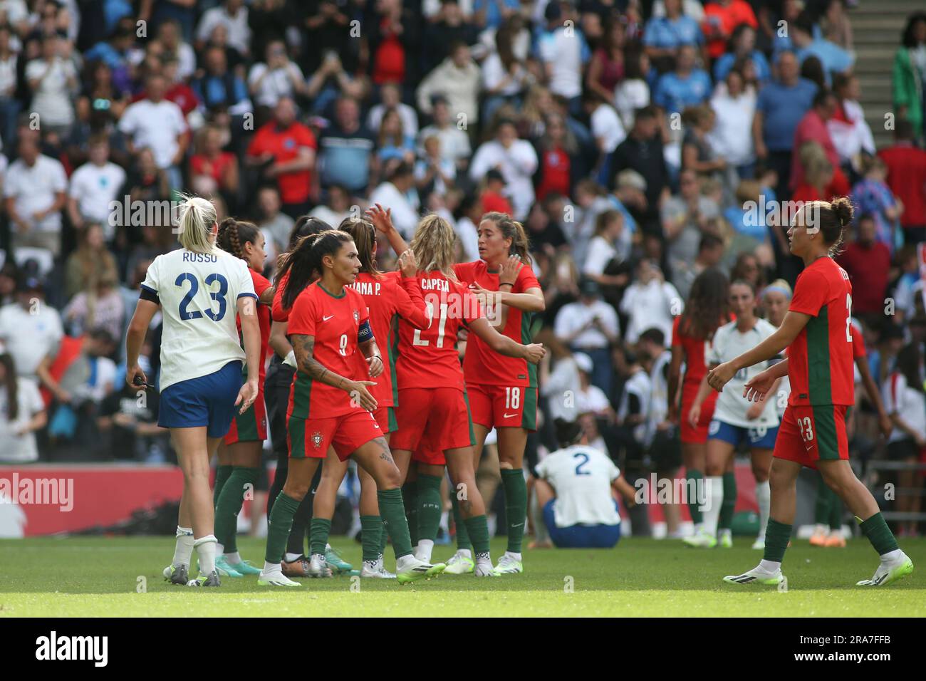 Londra, Regno Unito. 1 luglio 2023. Londra, 6 aprile 2023: Fischio finale 0-0 durante la partita di calcio amichevole femminile internazionale tra Inghilterra e Portogallo allo stadio MK, Milton Keynes, Inghilterra. (Pedro Soares/SPP) credito: SPP Sport Press Photo. /Alamy Live News Foto Stock