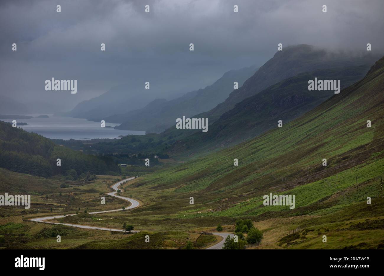 Loch Maree vista da Glen Docherty, NCC500, Highlands scozzesi Foto Stock