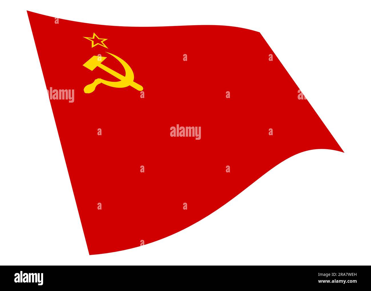Grafico della bandiera oscillante CCCP dell'URSS con illustrazione 3d del percorso di ritaglio Foto Stock