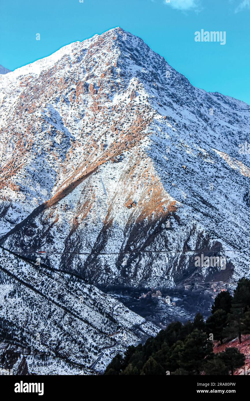 Montagne dell'alto Atlante, Imlil durante il periodo della neve Foto Stock