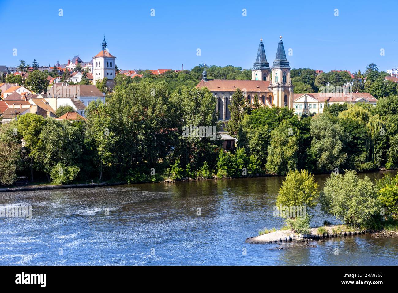 panorama města, řela Labe, Roudnice nad Labem, Česká republika / touwn, fiume Labe, Roudnice nad Labem, repubblica Ceca Foto Stock