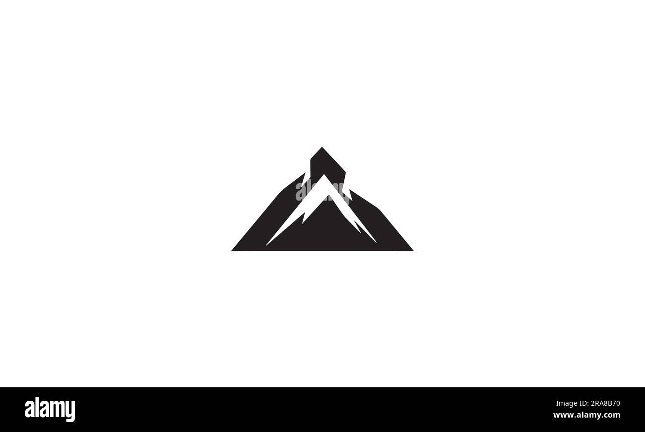 logo mountain semplice icona piatta nera su sfondo bianco Illustrazione Vettoriale