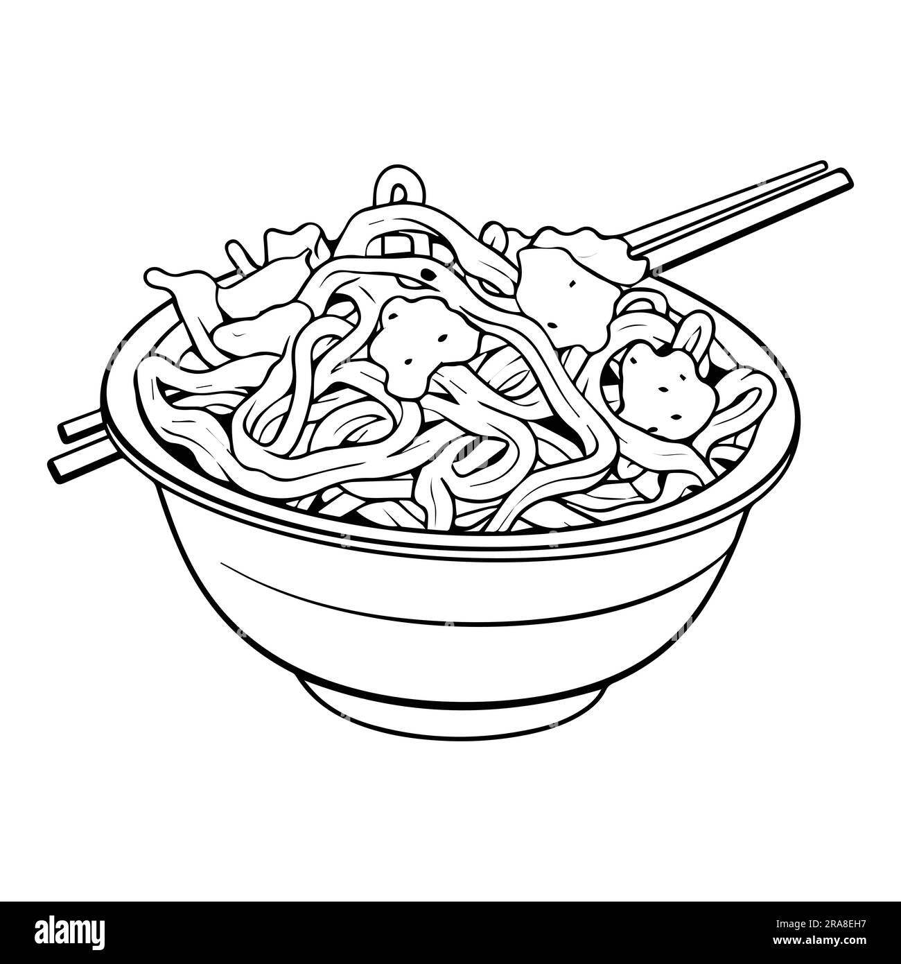 Deliziosi spaghetti disegnati a mano in stile doodle isolati sullo sfondo Illustrazione Vettoriale