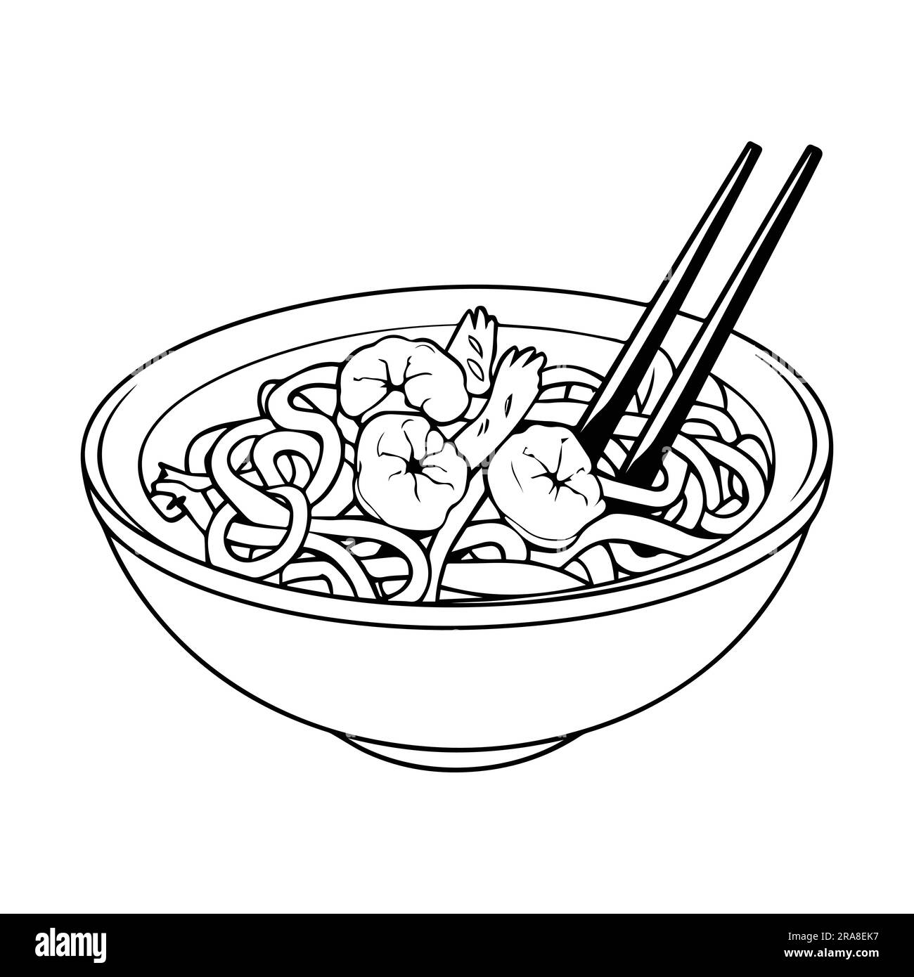 Deliziosi spaghetti disegnati a mano in stile doodle isolati sullo sfondo Illustrazione Vettoriale